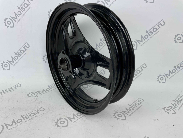 Обод 10 передний штампованный Suzuki AD-50 (2,15х10,чёрный,под дисковый тормоз,без подшипников,посадочный диаметр диска 35 мм)