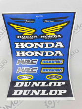 Наклейки HONDA, HRC, HONDA RACING, BRAKING, DUNLOP (22х33)