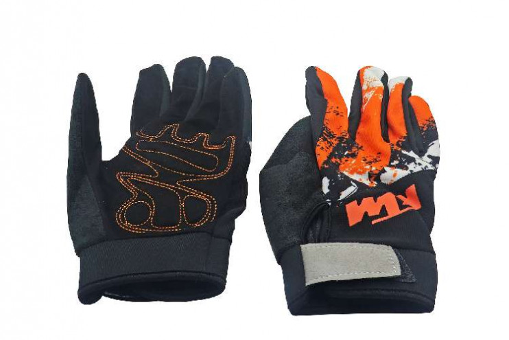 Перчатки мото KTM тылчасть-износостдышткань, ладонь-износостткань черно-оранж, L