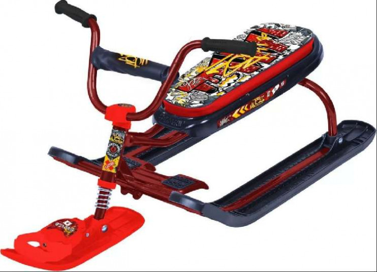 Снегокат Ника-Джамп СНД-1-ГК2h руля460мм, дл1100мм Черный-Красный