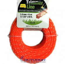 Леска триммерная (3,0*15м) TRIMMER LINE с картонной этикеткой (квадрат)