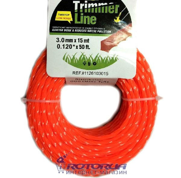 Леска триммерная 3.0*15м trimmer line квадрат