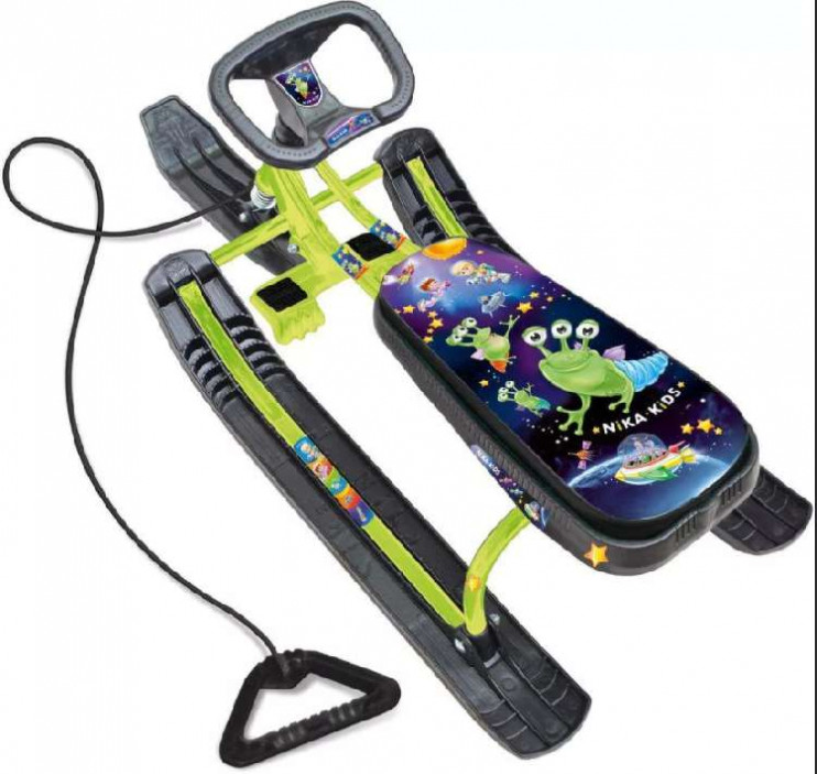 Снегокат Тимка спорт 2 ТС2-П2 h руля420мм,  дл1100ммЧерный-Зеленый-Пришельцы