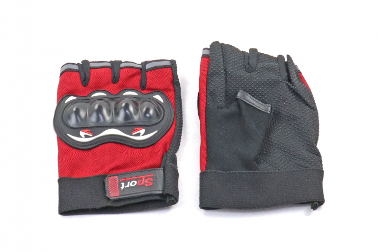 Перчатки с защитой без пальцев Sport красные
