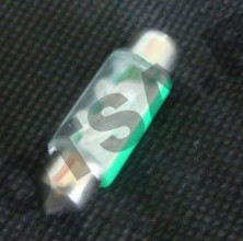 Лампа 12 В 4 светодиода T11х36 мм двухцокольная зелёная