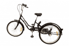 Велосипед 24 HEMEN трицикл, алюмобод, стальная рама 15, ободтормоз, корззадняя, 6скЧЕРНЫЙ