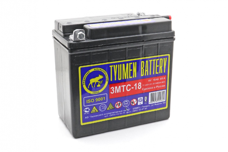 Аккумулятор 6В 18А Тюмень 3МТС-18А 140х77х135 2024 г