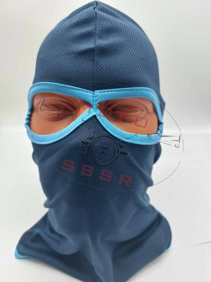 Подшлемник балаклава тёмно-синий с голубой окантовкой MC-990