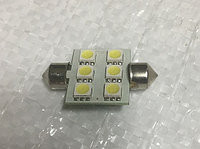 Лампа 12 В, 6 светодиодов 5050SMD (T11х36 мм) двухцокольная, подсветки, белая