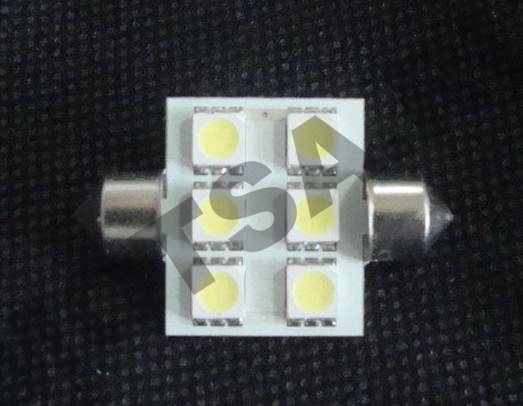 Лампа 12 В 6 светодиодов 5050SMD двухцокольная белая