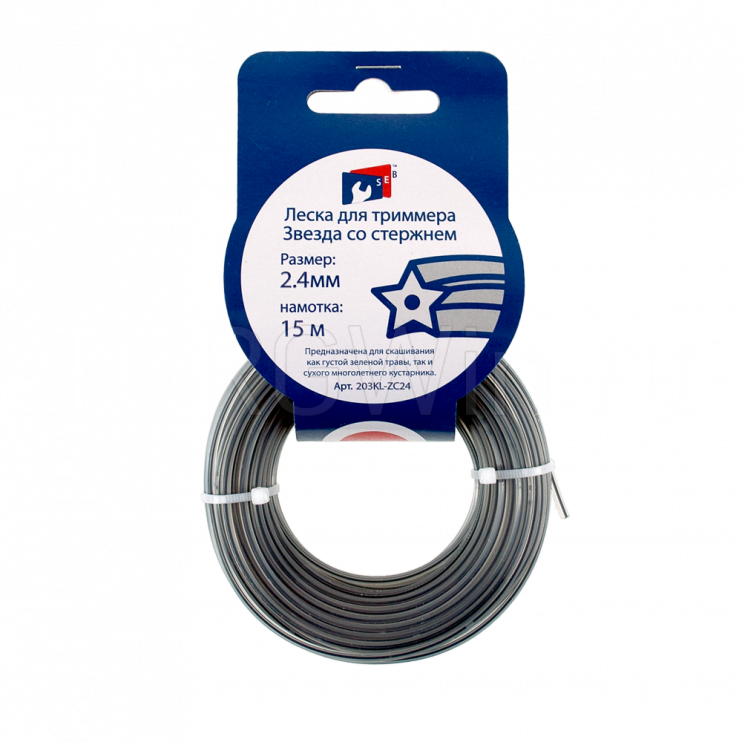 Леска триммерная (2,4*15м) TRIMMER LINE с картонной этикеткой (звезда)