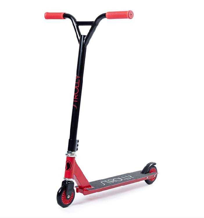 Самокат ТРЮКОВЫЙ STR 038 VELTORY колеса PU 100мм, макс нагр 100кг нескл, алюм-стальКРАСНЫЙ