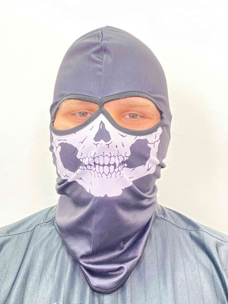 Подшлемник балаклава чёрный с черепом-челюстью MC-999