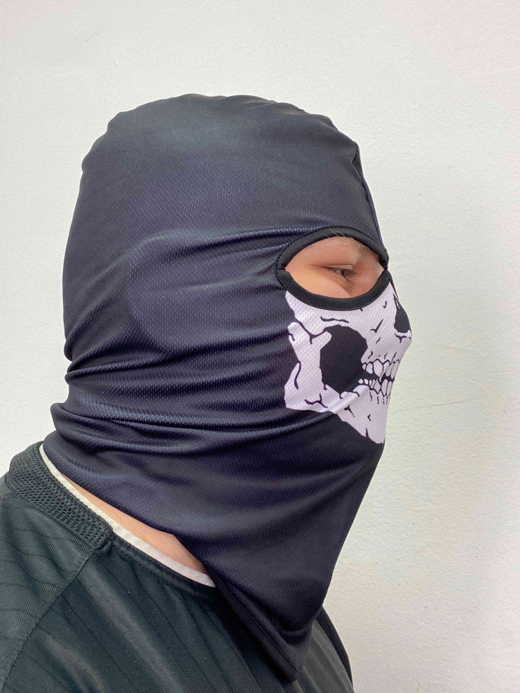 Подшлемник балаклава чёрный с черепом-челюстью MC-999