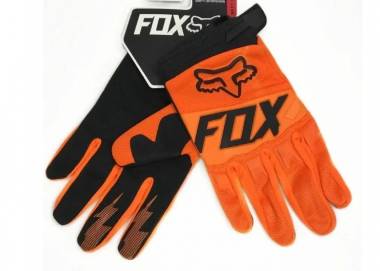 Перчатки с пальцами fox оранжевые с черной надписью L