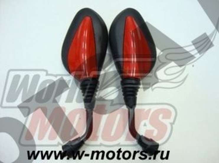 Зеркала 105 пластик черные с красной вставкой d8