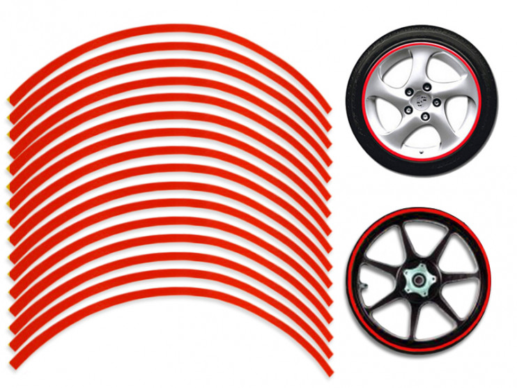 Наклейки обода на 2 колеса красные 13