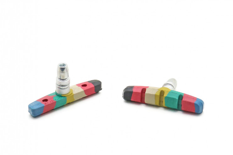 Колодки тормозные V-brake резьбовые L72мм мультиколор