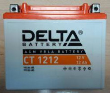 Аккумулятор 12В12Ач DELTA CT1212 (YTX12-BS/YTX14-BS) (кислотный, герметичный) (прямая полярн) (150*86*131мм)