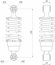 Амортизатор L295мм квадроцикл черный