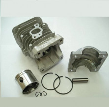 Поршневая группа в сборе Partner 371 D41 двухкольцовая черненая с крышкой коленвала