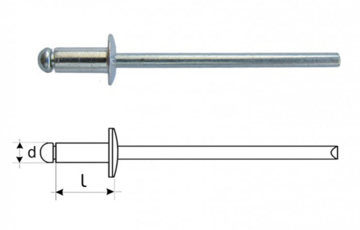Заклепка ручки руля 3.2х10 мм KC624S