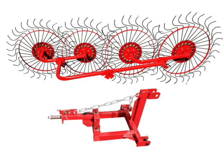 Ворошилка ВМ-4 колесно-пальцевая для минитрактора (агрегатируется с адаптером для сцепки)