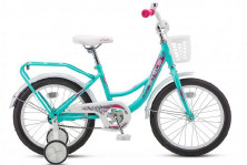 Велосипед 18 СТЕЛС flyte lady стальн обод, доп колеса, корзина, торм ножной- v-brakeбирюз