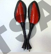 Зеркала 114 пластик чёрные с красной вставкой d8